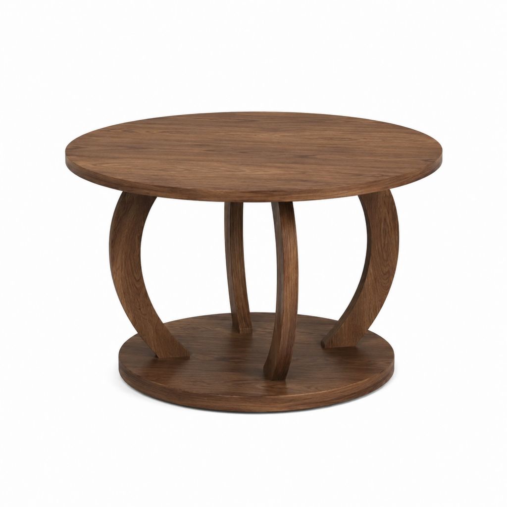 Couchtisch Walnussbraun MDF mit Walnussfurnier rund Ø 80 cm Höhe 45 cm