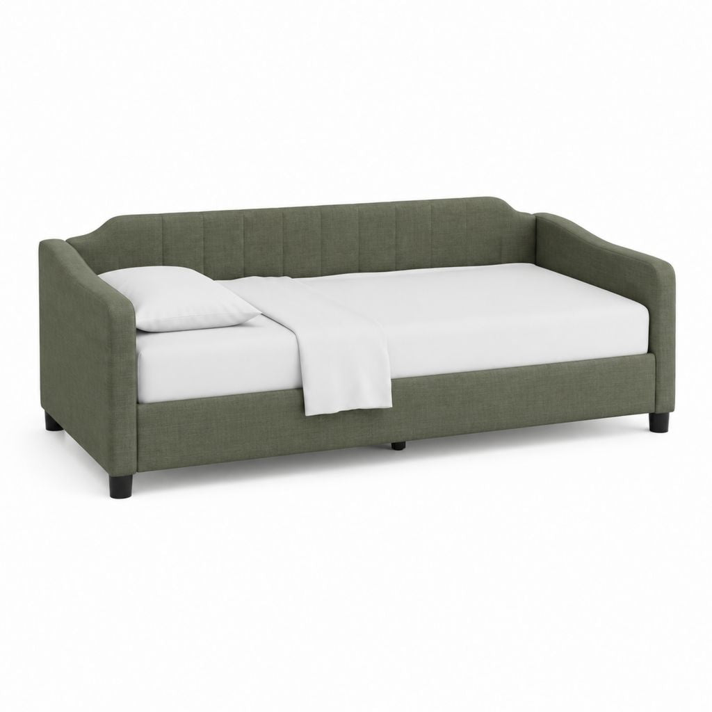 Polsterbett Einzelbett Olivgrün mit Polyesterbezug 90 x 200 cm