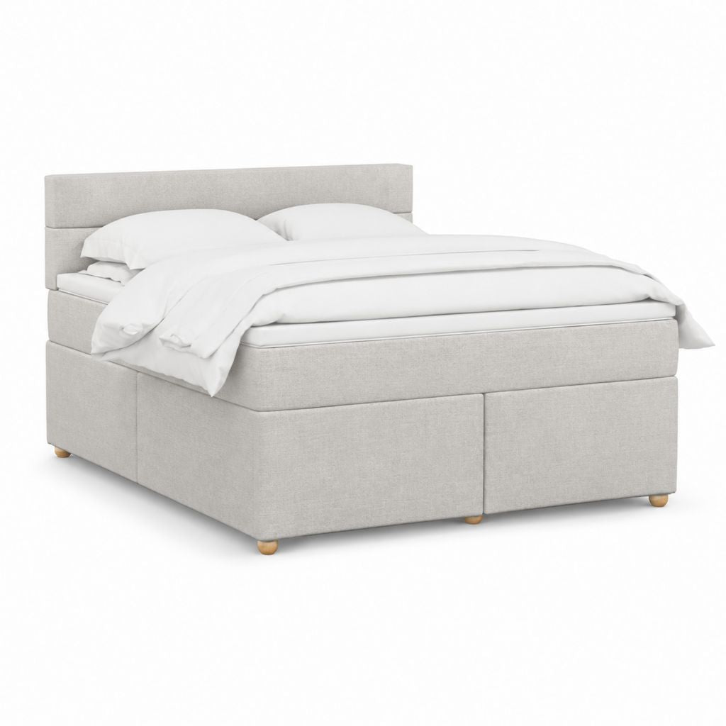 Boxspringbett hellgrau mit Polyesterbezug und Kopfteil rechteckig 180 x 200 cm