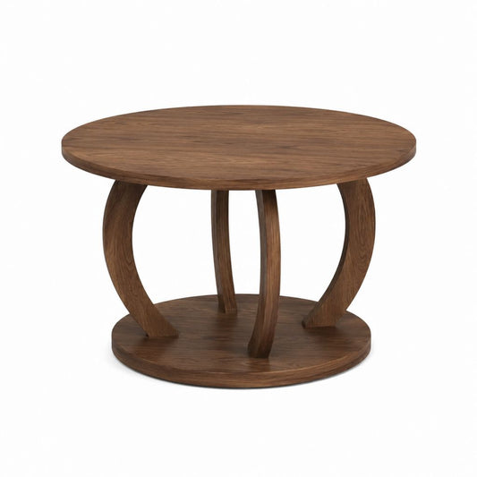 Couchtisch Walnussbraun MDF mit Walnussfurnier rund Ø 80 cm Höhe 45 cm
