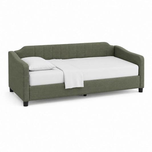 Polsterbett Einzelbett Olivgrün mit Polyesterbezug 90 x 200 cm