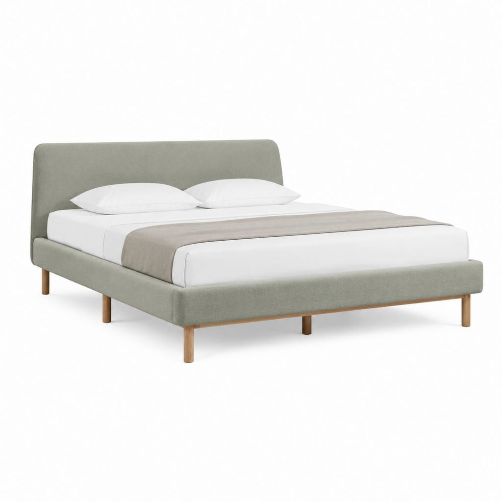 Polsterbett Doppelbett Graugrün Polyester Rechteckig 160 x 200 cm mit Kopfteil