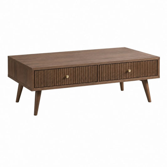 Couchtisch mit 2 Schubladen Walnussfurnier rechteckig 120 x 60 x 45 cm