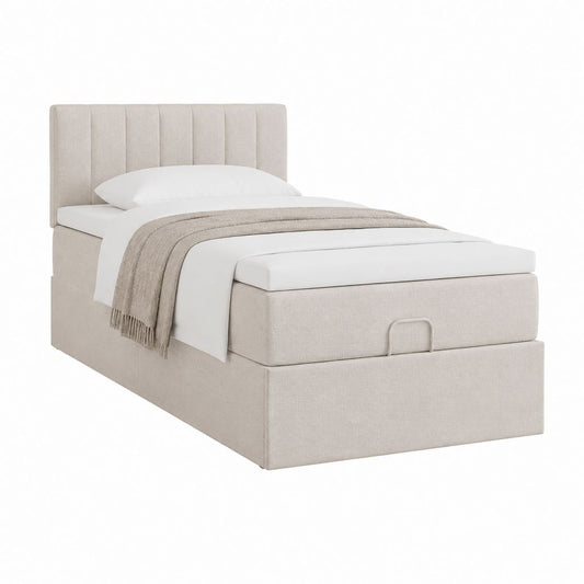 Polsterbett mit Bettkasten Beige Polyester Rechteckig 90 x 200 cm