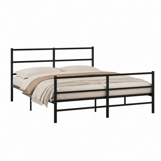 Metallbett Doppelbett Schwarz pulverbeschichteter Stahl 140 x 200 cm