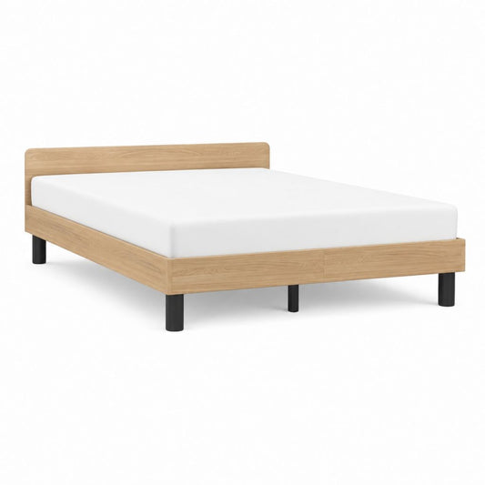 Doppelbett Bettgestell in Eicheoptik mit schwarzem Stahlfuß 160 x 200 cm