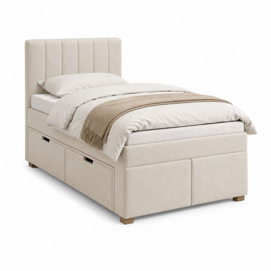 Polsterbett mit Stauraum Beige Polyester Rechteckig Liegefläche 90 x 200 cm