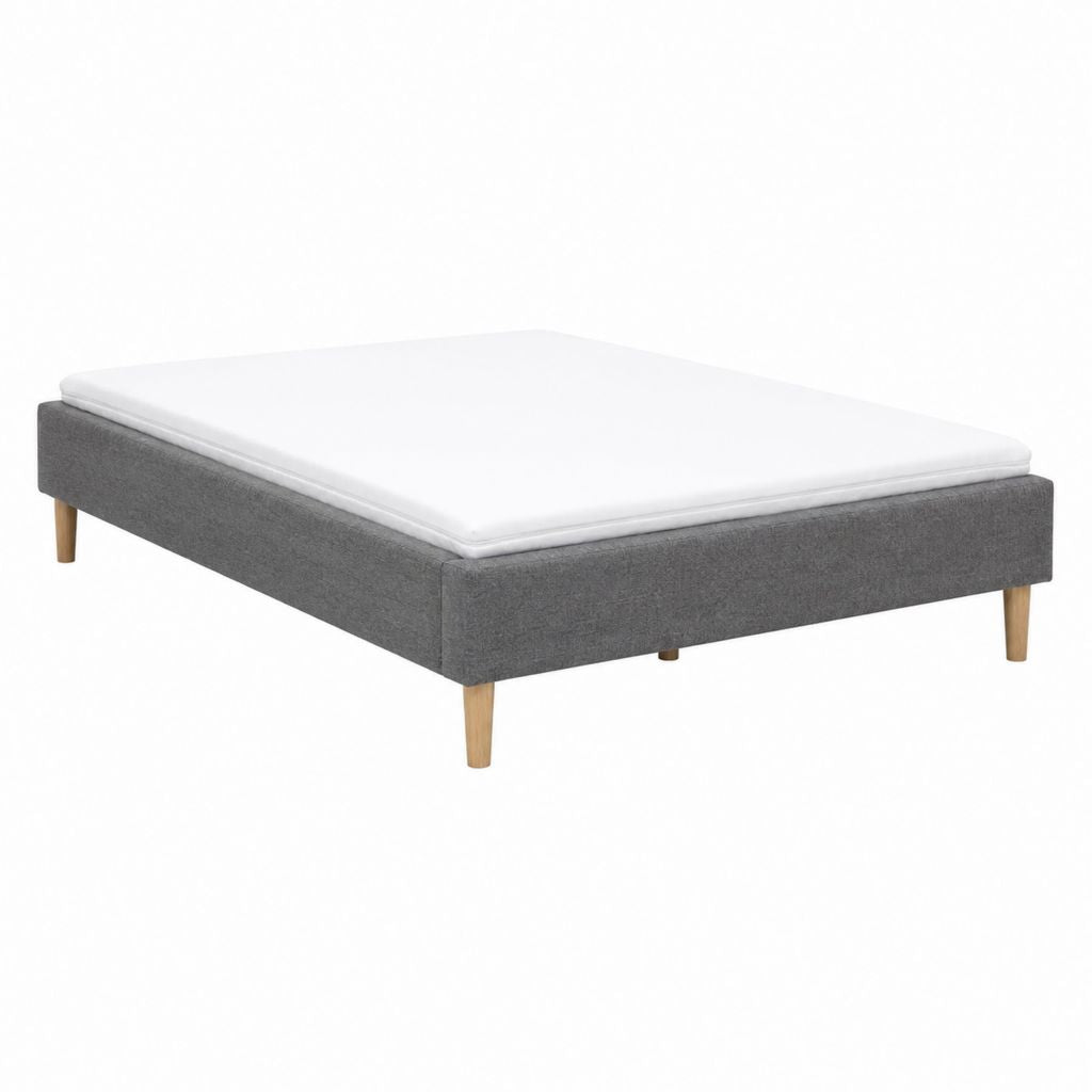 Polsterbett mit Matratze Grau Polyester Rechteckig 140 x 200 cm