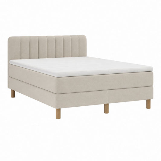 Boxspringbett Beige Polyester Rechteckig mit Matratze 180 x 200 cm